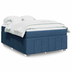 Cama com molas/colchão 140x190 cm tecido azul