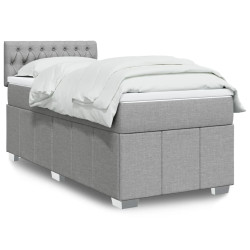 Cama com molas/colchão 90x200 cm tecido cinza-claro
