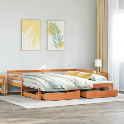 Sofá-cama com gavetão e gavetas 90x190 cm madeira de pinho