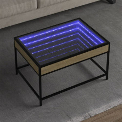 Mesa de centro luzes LED infinity 70x50x41 cm carvalho sonoma