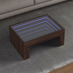 Mesa de centro luzes LED infinity 70x50x30 cm carvalho castanho