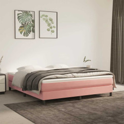 Colchão de molas ensacadas firmeza média 160x210x20 cm veludo rosa