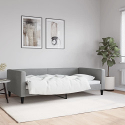 Sofá-cama 100x190 cm tecido cinzento-claro