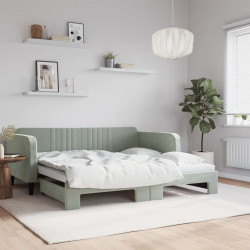 Sofá-cama com gavetão 100x190 cm veludo cinzento-claro