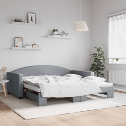 Sofá-cama com gavetão 100x190 cm tecido cinzento-claro