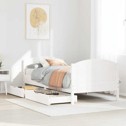 Cama sem colchão 100x200 cm madeira de pinho maciça branco