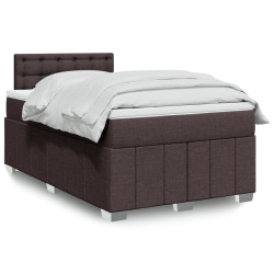 Cama boxspring com colchão 120x190 cm tecido castanho-escuro
