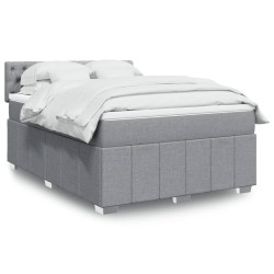 Cama com molas/colchão 140x190 cm tecido cinzento-claro