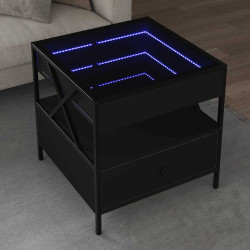Mesa de centro c/ luzes LED infinity 50x50x51 cm preto