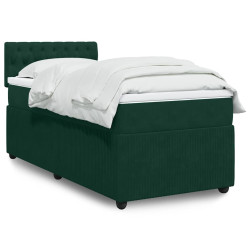Cama com molas/colchão 90x200 cm veludo verde-escuro