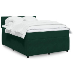 Cama com molas/colchão 140x190 cm veludo verde-escuro