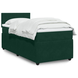 Cama com molas/colchão 90x200 cm veludo verde-escuro