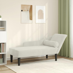 Chaise lounge com almofadões veludo creme