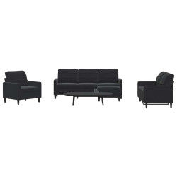 4 Pcs conjunto de sofás com almofadões veludo preto
