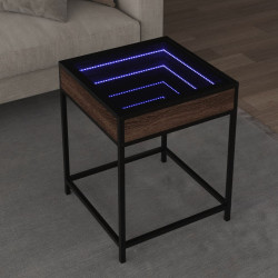 Mesa de centro luzes LED infinity 40x40x51 cm carvalho castanho