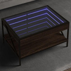 Mesa de centro luzes LED infinity 70x50x38 cm carvalho castanho