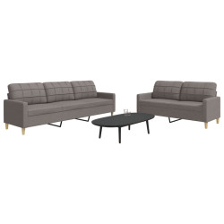 2 Pcs conjunto de sofás tecido cinzento-acastanhado