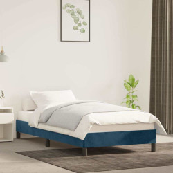 Estrutura de cama sem colchão 90x190 cm veludo azul-escuro