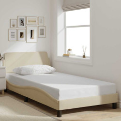 Estrutura de cama dover 100x200 cm tecido cor creme