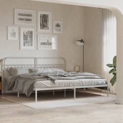 Estrutura de cama com cabeceira 200x200 cm metal branco