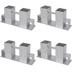 Auxiliares de empilhamento de lenha 4 pcs aço prateado
