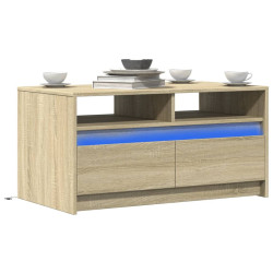 Mesa de centro c/ luzes LED derivados madeira carvalho sonoma