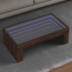 Mesa de centro luzes LED infinity 90x50x30 cm carvalho castanho