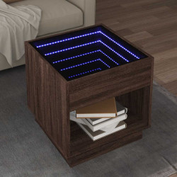 Mesa de centro luzes LED infinity 50x50x50 cm carvalho castanho