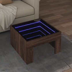 Mesa centro luzes LED infinity 50x50x30 cm carvalho castanho