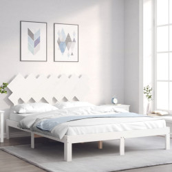 Cama sem colchão 140x200 cm madeira de pinho maciça branco