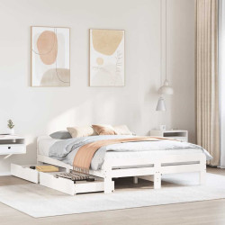 Cama sem colchão 150x200 cm madeira de pinho maciça branco