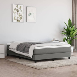 Estrutura de cama com molas 140x190 cm tecido cinzento-escuro