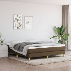 Estrutura de cama com molas 160x200 cm tecido castanho-escuro