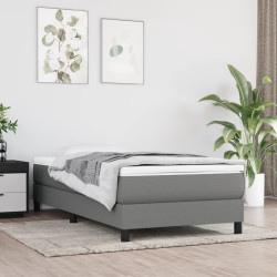 Estrutura de cama com molas 100x200 cm tecido cinzento-escuro