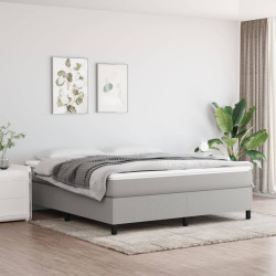 Estrutura de cama com molas 160x200 cm tecido cinzento-claro