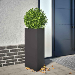 Vaso/floreira de jardim triangular 2 pcs 40x34,5x75cm aço preto