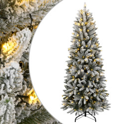 Árvore natal artificial c/ 300 luzes LED e flocos de neve 210cm