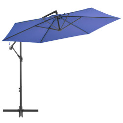Guarda-sol de jardim cantilever c/ poste alumínio 300 cm azul