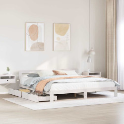 Cama sem colchão 180x200 cm madeira de pinho maciça branco