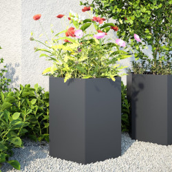 Vasos floreiras jardim 2 pcs hexagonal 46x40x45cm aço antracite
