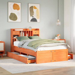 Cama com estante sem colchão 135x190 cm pinho maciço