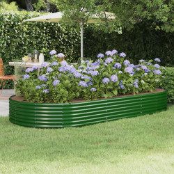 Canteiro elevado jardim 296x140x36 cm aço galvanizado verde