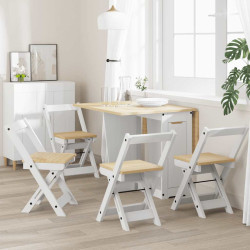 Cadeiras de jantar dobráveis 4 pcs corona pinho maciço branco
