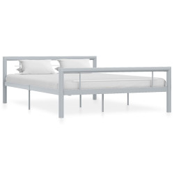 Estrutura de cama 160x200 cm metal cinzento e branco