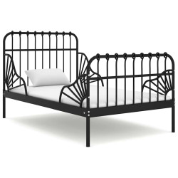 Estrutura de cama extensível em metal preto 80x130/200 cm