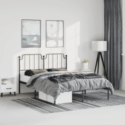 Estrutura de cama em metal com cabeceira 150x200 cm preto