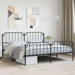 Estrutura de cama com cabeceira e pés 193x203 cm metal preto
