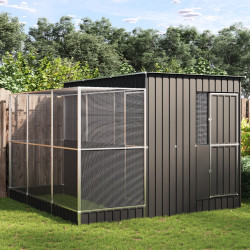 Aviário com extensão prata 290x303x216 cm aço