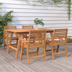 Conjunto de jantar p/ jardim 5 pcs madeira de acácia maciça