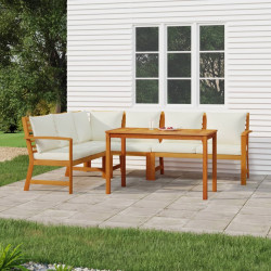5 Pcs conjunto de jantar p/ jardim c/ almofadões acácia maciça